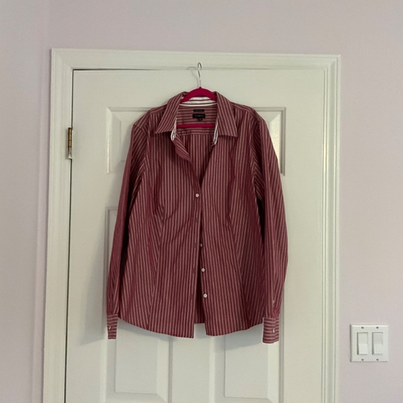 Talbots Striped Purple/Red and White Blouse - Picture 2 of 5